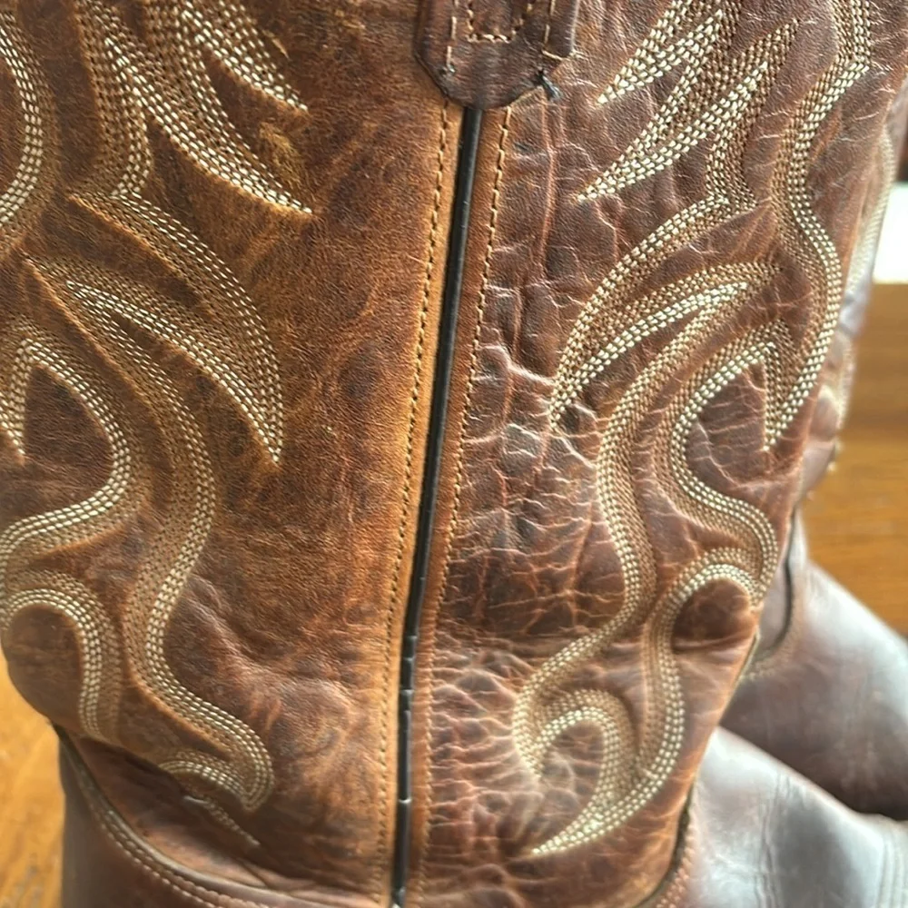 AERO GLIDE 7 Brown Leather Western Work Boots Men’s Elastomeric Insole Size 12